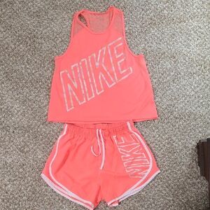 Nike Women's Neon Pink Tank and Shorts Set